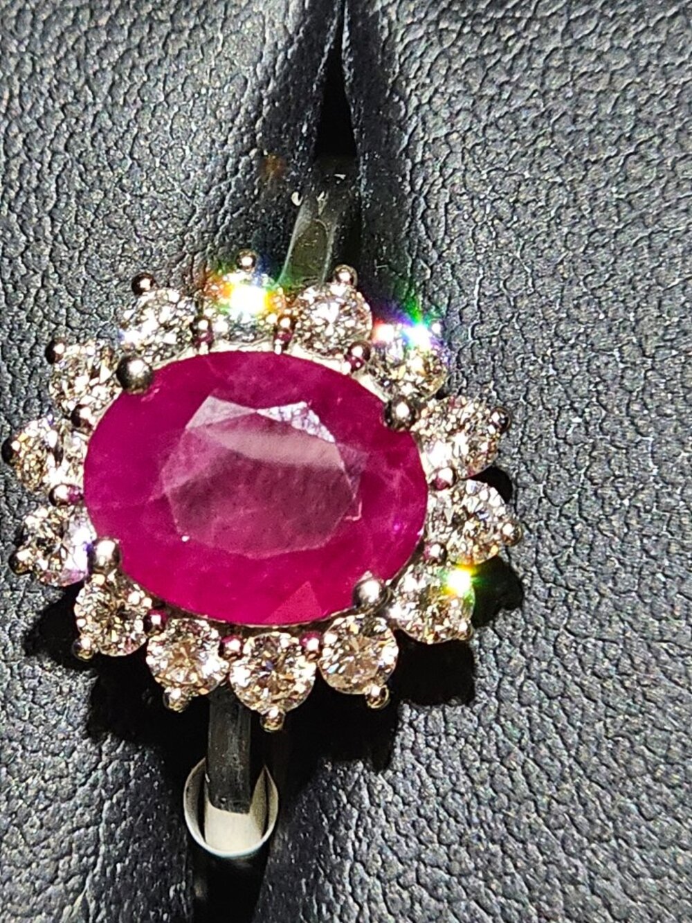 950 Platinum, Burmese Ruby, ( Pigeon Blood ) and Diamond  ring, size 9